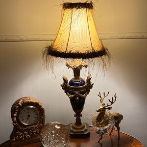Elegant Cobalt Blue and Gold Table Lamp. Copied listing. Made in Germany.